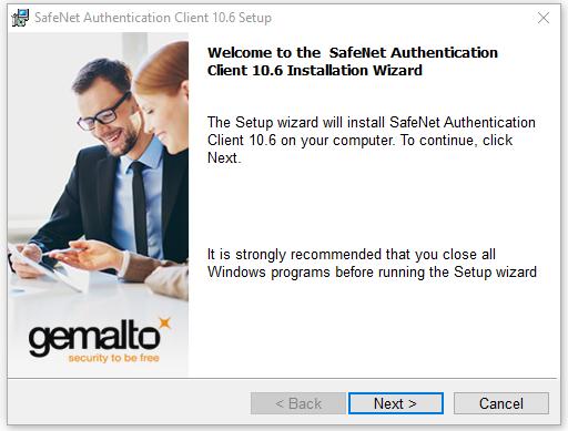 1 Instalação e configuração do token Arquivo de instalação As versões 32 e 64bits do SafeNet Authentication Client 10.3 para Windows, SafeNet Authentication Client 9.