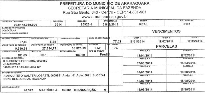 838-36 Endereço nº Complemento RUA ARQUITETO WALTER