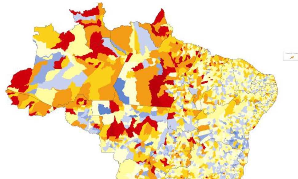 Movimentação territorial: Taxas de crescimento dos municípios