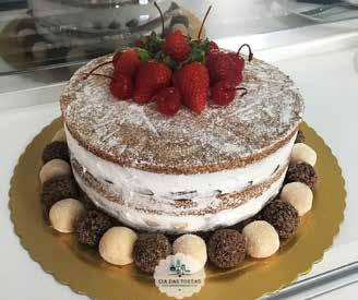 morangos; Naked cake: limão siciliano e chocolate branco;