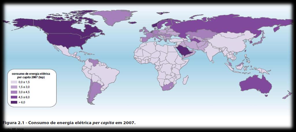 CONSUMO DE ENERGIA PER CAPITA/PAÍS