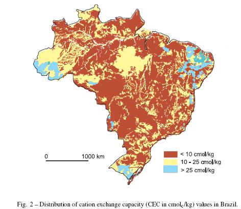 do solo Gibsita - 1 cmol c /kg Quartzo 1 a 2 cmol c /kg Caulinita 3 a 15 cmol