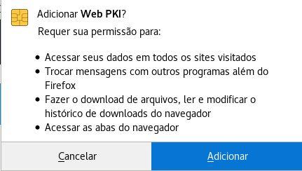 2. Depois de feito o download, clique em Adicionar. 4. Importando o certificado 1.