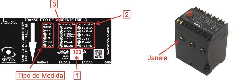 Faixa de Medida Faixas de Medida Corrente Nominal I nom (A) ( D ) Diâmetro da Janela para a passagem do condutor 3 x (-20 à 20)Ap 20 8mm 3 x (-25 à 25)Ap 25 8mm 3 x (-30 à 30)Ap 30 8mm 3 x (-35 à