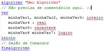 Declarando Variáveis do Visualg <lista-de-variáveis> : <tipo-de-dado>