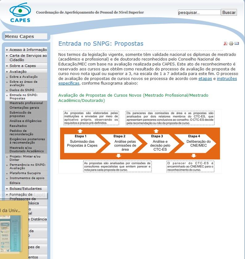CAPES - Entrada no SNPG - Propostas Processo de avaliação de cursos novos 4