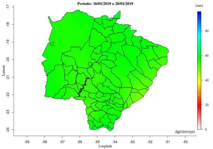 Estiagem Agrícola Na Figura 2, de acordo com o modelo Agritempo (Sistema de Monitoramento Agro Meteorológico), considerando até a data de 20/01/19, o estado representado pela coloração verde se