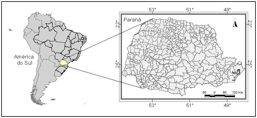 Figura 1 Mapa de localização da área de estudo (Estado do Paraná) 2.