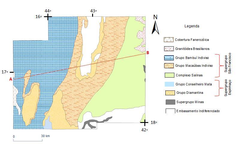 Costa, J. L. 2017, Análise Geofísica do Arcabouço Geológico do Flanco Oeste da Anticlinal de Itacambira... Figura 2.