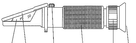 3 - APRESENTAÇÃO VISTA LATERAL Imagem meramente ilustrativa 1 2 3 4 5 6 1 2 3 - Prisma - Cobertura do prisma - Parafuso de ajuste da medição 4 5 6 - Empunhadura - Anel de ajuste do foco - Lente