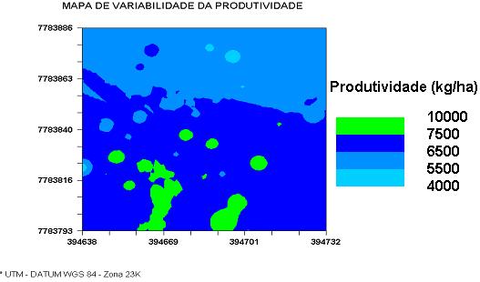 em que seu conjunto irá refletir em uma alta ou baixa produção, deste modo um mapa de produtividade poderá informar os locais de variação, possibilitando investigar tais fatores que ocorrem nessas