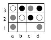 Semáforo Autor: Alan Parr 8 peças verdes, 8 amarelas e 8 vermelhas partilhadas pelos jogadores. Ser o primeiro a conseguir uma linha de três peças da mesma cor na horizontal, vertical ou diagonal.