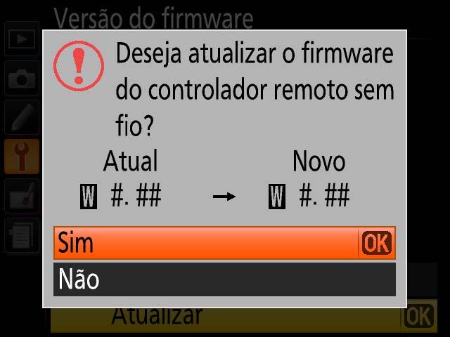 Desligue a câmera e remova o cartão de memória. 9-2. Verifique a versão do firmware da câmera como descrito no passo 2, Verifique a versão atual do firmware. 9-3.