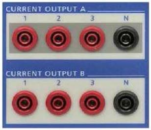 12 Ensaios Atuais e Equipamentos de Teste i) Saídas de Corrente A OMICRON CMC 256-6 dispõe de dois módulos de saídas analógicas de correntes, sendo disponibilizadas três fases por módulo.