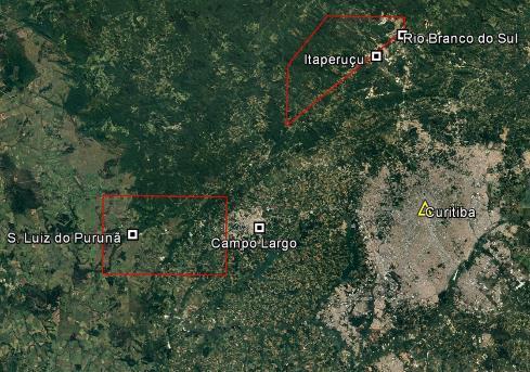 3. Localização A área de estudo foi dividida em dois sítios, sendo o primeiro localizado entre os municípios de Rio Branco do Sul e Itaperuçu, a cerca de 20 km a noroeste de Curitiba e alcançada