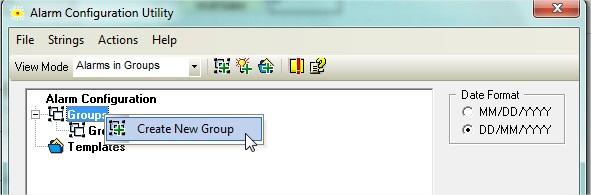 1.2. CRIANDO UM GRUPO DE ALARMES 1 - Clicamos com o botão direito o mouse em Groups.