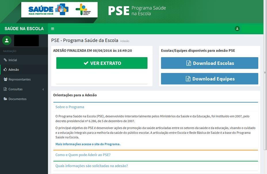 Também é possível baixar o extrato com a lista de escolas pactuadas, quantitativo de educandos e equipes