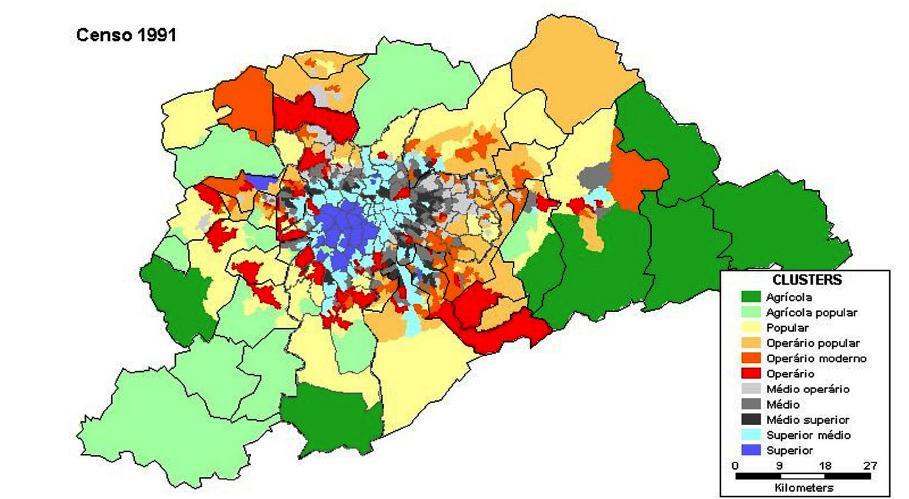 Figura 1 Região Metropolitana de São Paulo 1991 Clusters