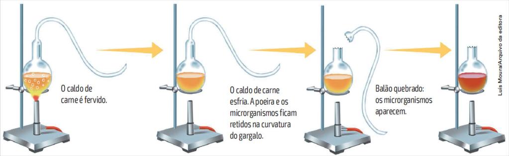 EXPERIMENTO DE PASTEUR Somente após mais de cem anos, em 1862, o cientista francês Louis Pasteur realizou um experimento que serviu de evidência importante contra a abiogênese.