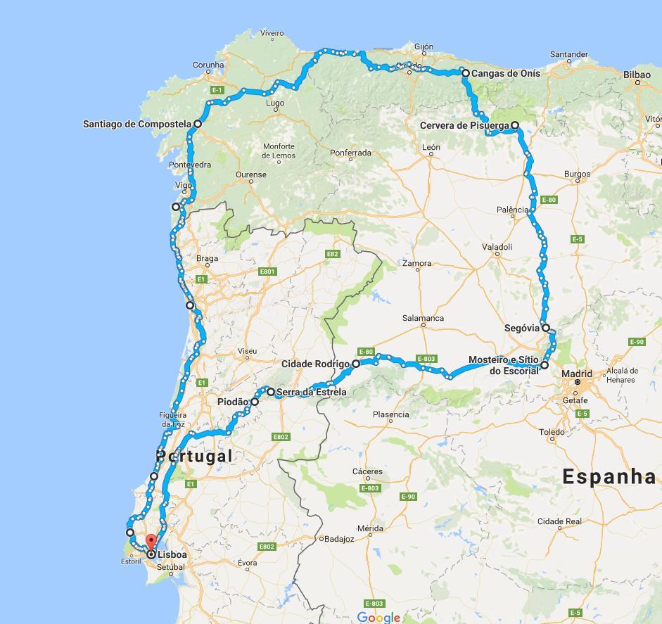 Tour Rota Ibérica Portugal e Espanha 13 dias Saída dia 17 de agosto de 2018 Dias de roteiro em moto: 10 Início e final: Lisboa Percurso total: 2640 Km Dias de descanso: Porto