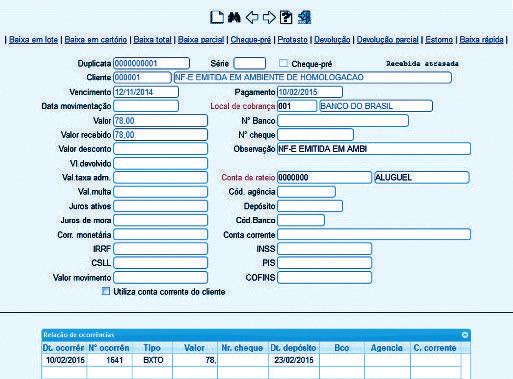 título, valor), opção de selecionar várias ou todas e renegociar seus valores, criando uma nova duplicata.