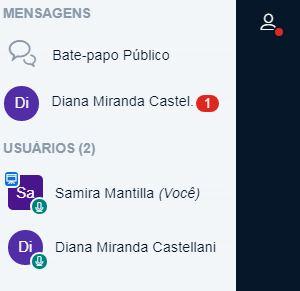 Assim como no bate-papo público, você verá uma contagem de mensagens não lidas (destacadas em vermelho) ao lado do nome do usuário que