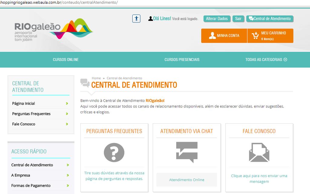 CENTRAL DE ATENDIMENTO No caso de dúvidas, a plataforma possui uma Central