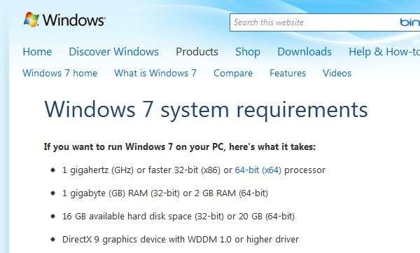 Requisitos Mínimos do Windows 7