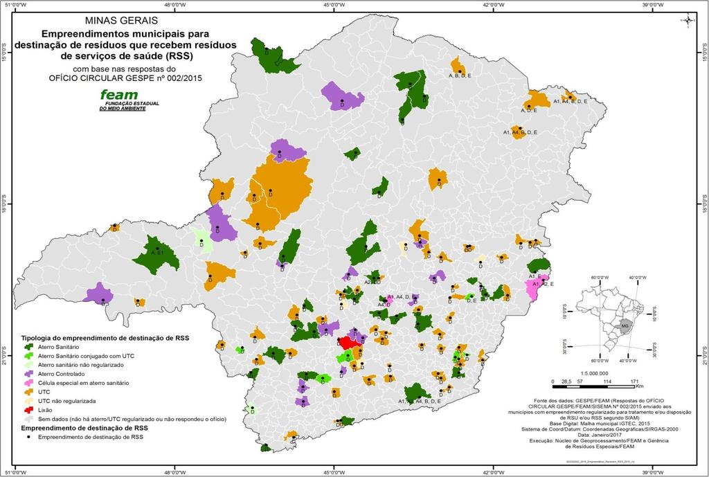 Figura 27 - Empreendimentos municipais para destinação de RSS em Minas