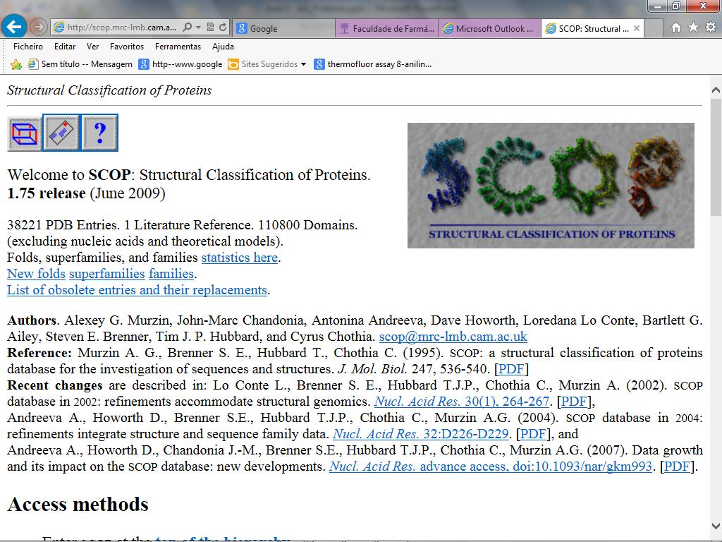 Domínios Proteínas Classificação: SCOP (Structural