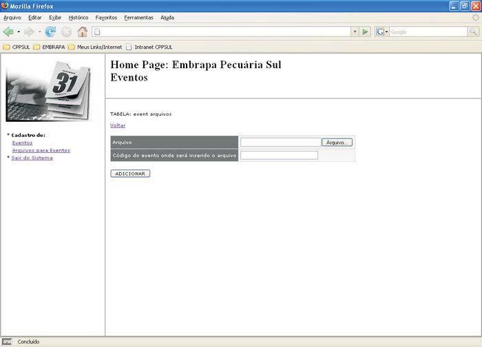 14 Sistema de Cadastro de Eventos para HomePage da Embrapa Pecuária Sul: Fig. 5.