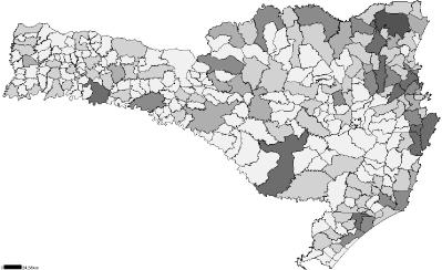 Mapa 1 Faixas populacionais dos municípios do estado de Santa Catarina 235 Fonte IBGE Censo Democráfico A atividade econômica predominante na mesorregião é a agricultura familiar, seguida da