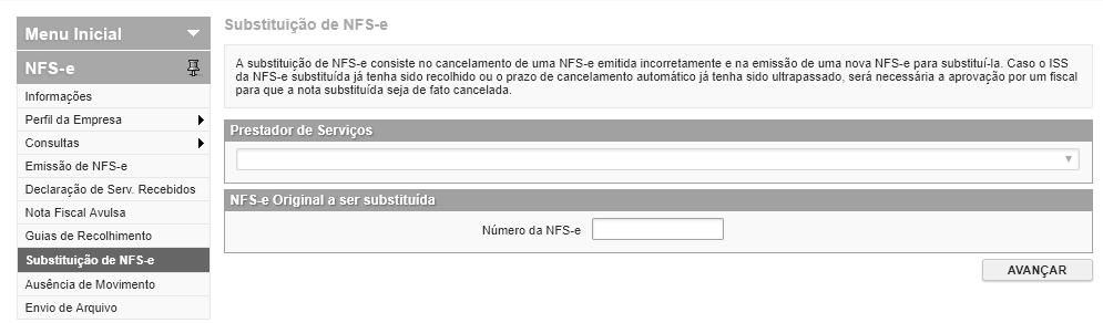 Página 71 de 97 8.2 Substituição de NFS-e A substituição de uma NFS-e consiste no cancelamento de uma NFS-e existente e na emissão de uma nova NFSe para substituí-la.