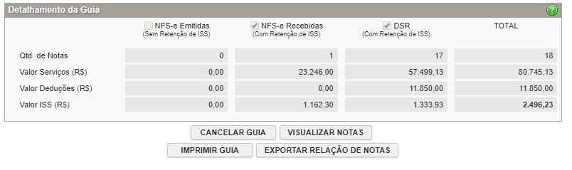 cancelamento de uma NFS-e. Clique aqui para cancelar a guia A guia de pagamento, ao ser gerada, passará a ser identificada por um número de controle.