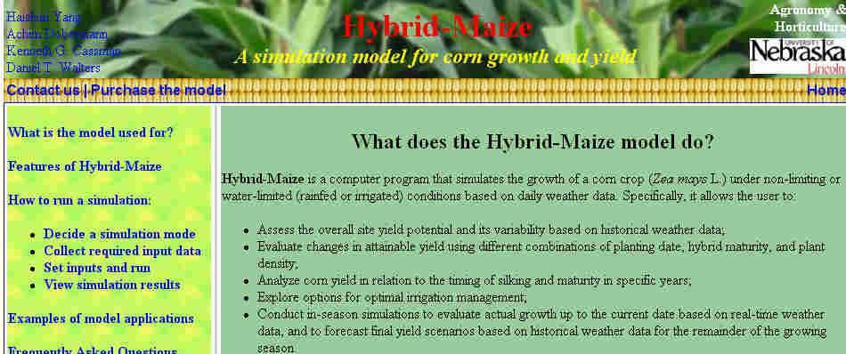 Crop simulation models Fonte: http://www.hybridmaize.unl.