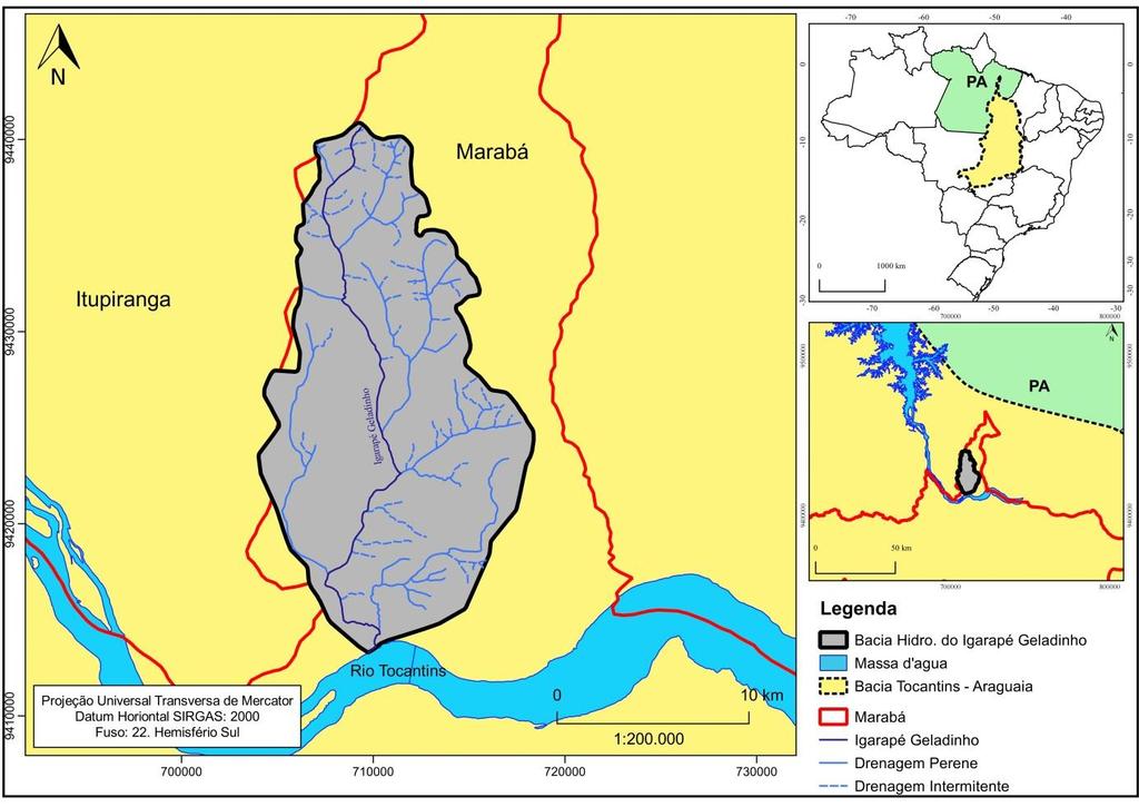Figura 1 Localização da Bacia Hidrográfica do Igarapé Geladinho Fonte: IBGE, 2018.