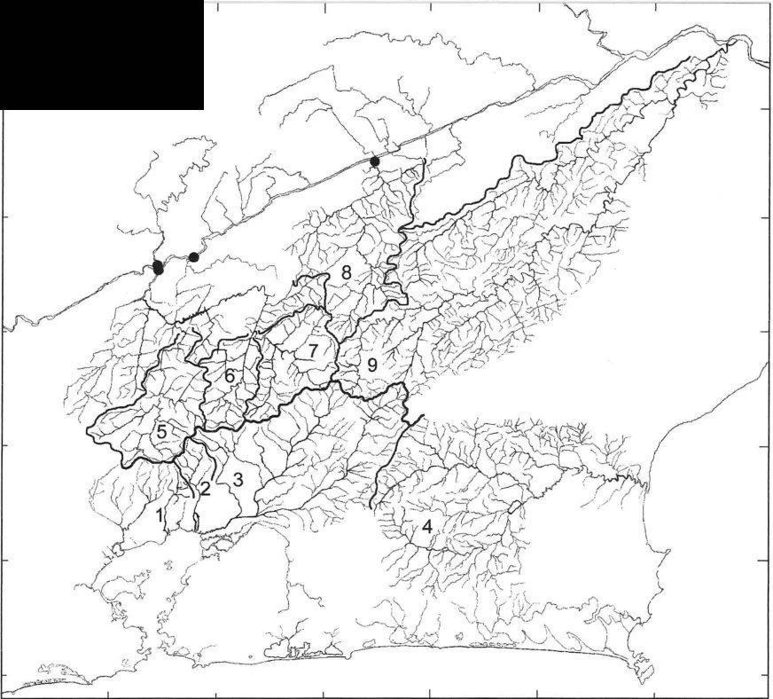 126 43" 42" Deuterodon sp. 1 22" 23" Figura 40 - Mapa de geográfica de Deuterodon sp. 1 sp. n. Círculos cheios representam localidades de coletas.