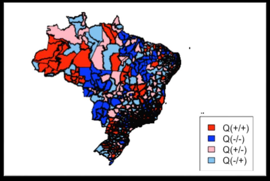 mostraram situação de saúde e ambiente pior nas microrregiões localizadas na região Norte do Brasil, porém muitos observam-se grupos de microrregiões com valor do indicador maior que 75% nas regiões