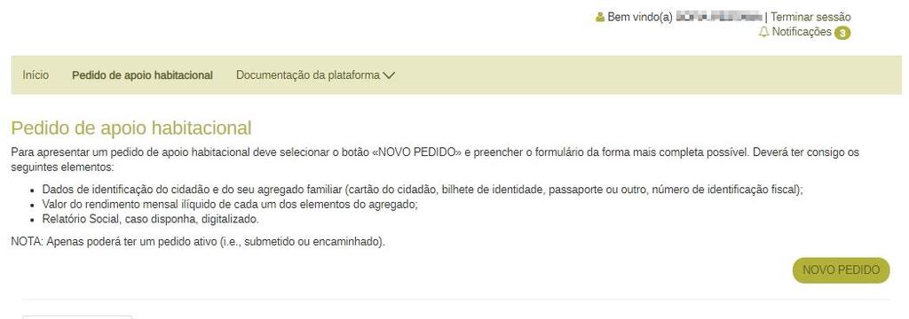 3.2 COMO APRESENTAR UM PEDIDO DE APOIO HABITACIONAL 1 1.