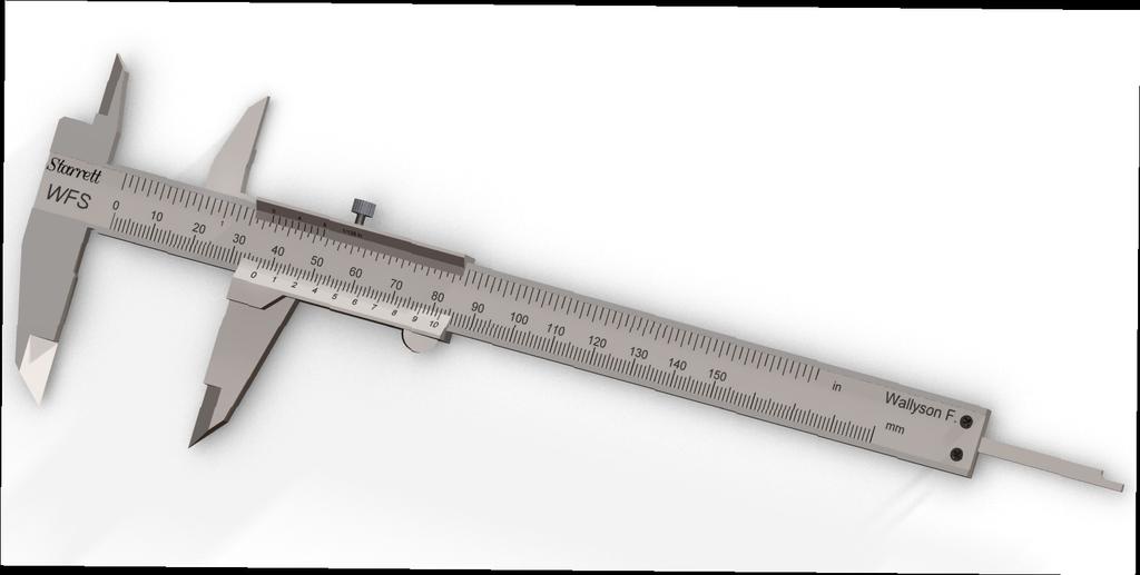 Paquímetro GREGO: paqui espessura e metro medida ; Mede a distância entre dois lados simetricamente