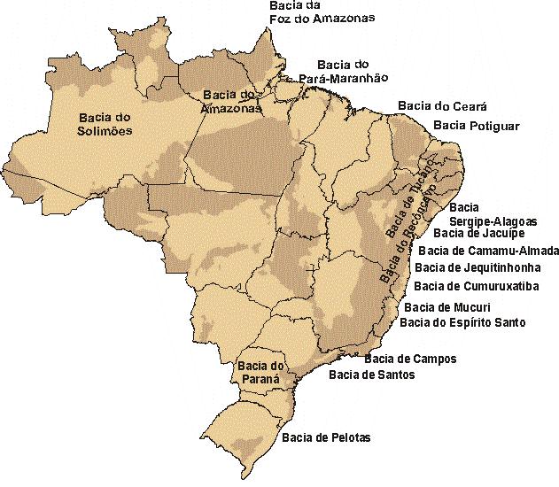 Evolução da E&P no Brasil: a redução das áreas em exploração Bacia do Tacutu Bacia do Marajó Bacia do Barreirinhas Bacia Madre de Deus Bacia do Alto Tapajós Bacia do Parecis Bacia do Bananal Bacia do