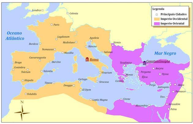 Divisão do Império Romano.