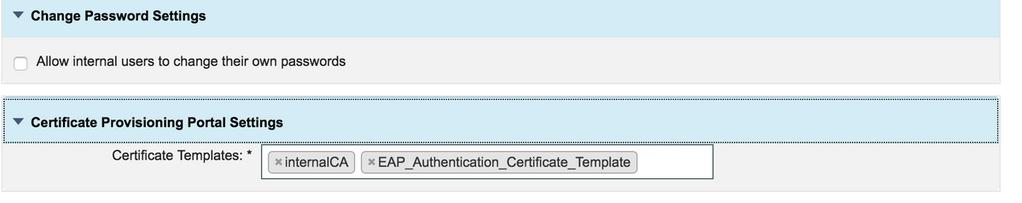 Sob ajustes portais do abastecimento do certificado, especifique os moldes de certificado que são permitidos. Etapa 9.