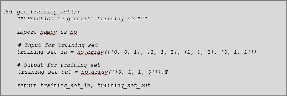 Redes Neurais A função gen_training_set() gera os arrays para as entradas e saídas
