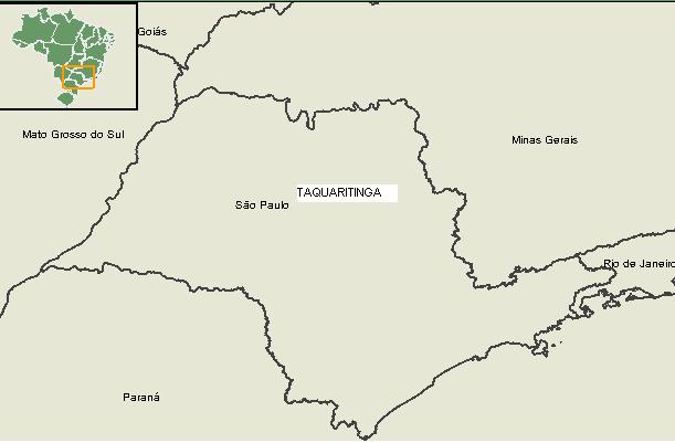 160 Rodrigues et al A figura 1 mostra a localização do Município de Taquaritinga em relação à área do Estado de São Paulo. Figura 1.