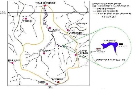 Figura 1: Mapa da bacia do Rio Bodocongó (PB) com detalhe da lagoa.