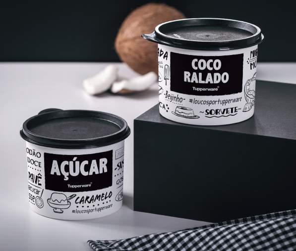 (cm) R$40,00 803204 Tupper Redondinha Coco Ralado Bistrô 250g 11,6 comp. X 13 larg. X 9 alt.