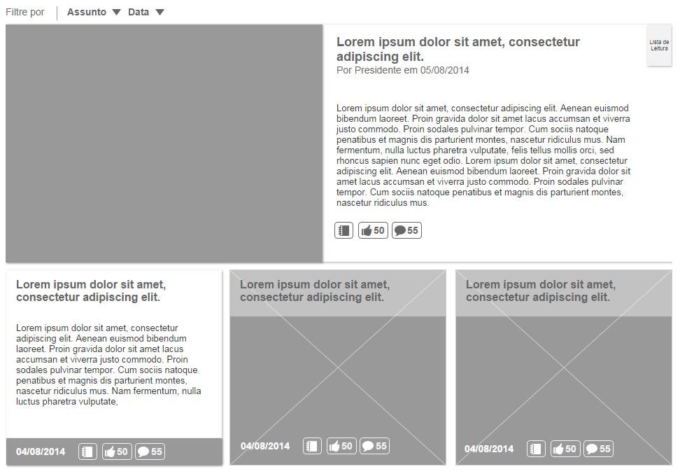 3.22. C22 Blog da Diretoria 3.22.1. Descrição Componente de exibição do conteúdo de Diretoria 3.22.2. Referência SharePoint Lista Diretoria ; 3.22.3. Regras de exibição Serão as últimas 12 publicações criadas ordenadas pela data de modificação decrescente.