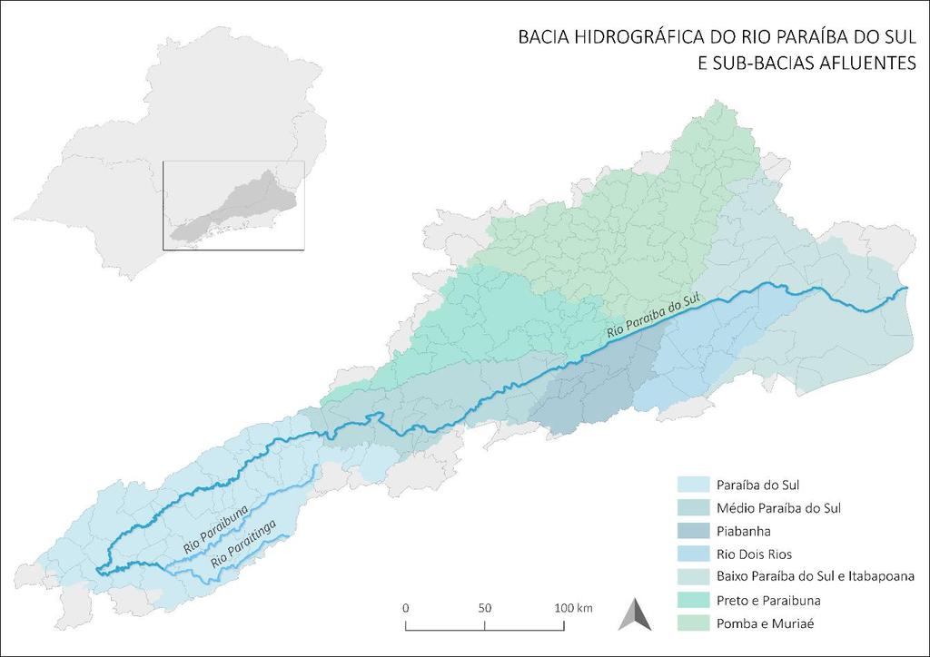 CARACTERIZAÇÃO DA REGIÃO HIDROGRÁFICA O rio Paraíba do Sul resulta da confluência próxima ao município de Paraibuna dos rios Paraibuna, cuja nascente é no município de Cunha, e Paraitinga, que nasce