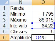 Figura 59 - Amplitude de classes de Renda Análise Exploratória de Dados utilizando o Microsoft Excel 2007 3) Estabelecer os limites
